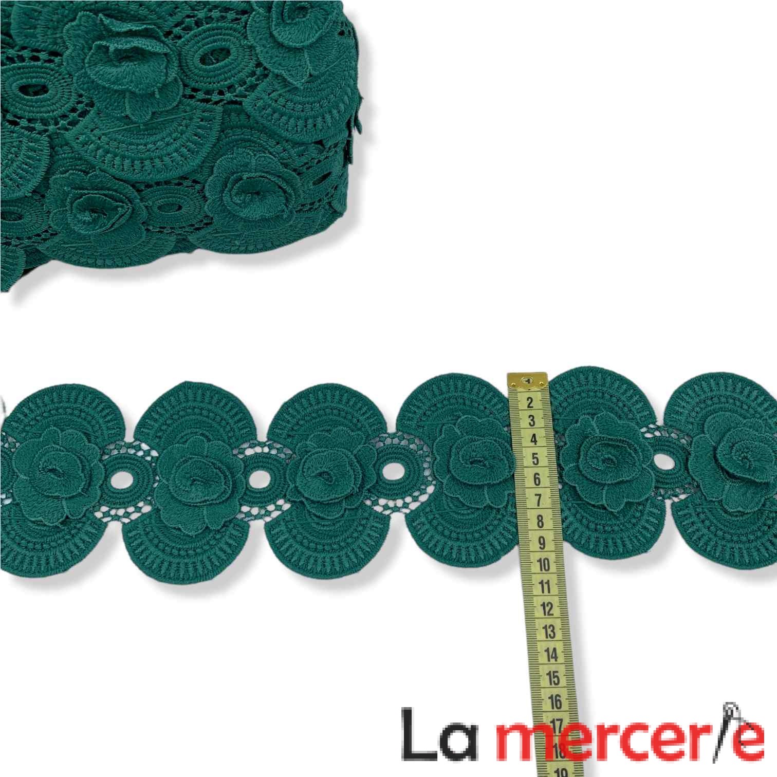 image000331647947185190.jpg Dantela fixa, verde, model floral, latime 10cm - imagine 1