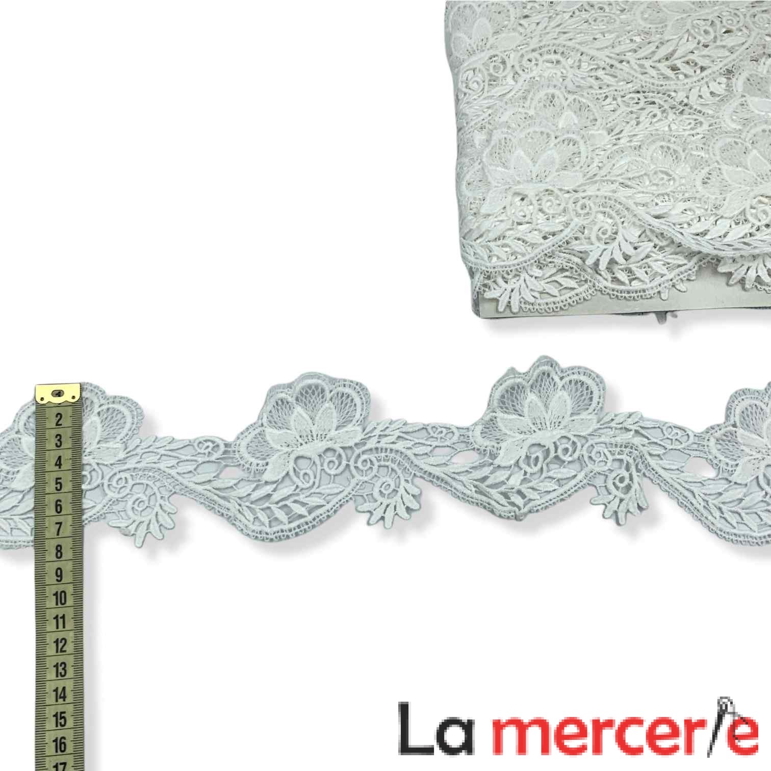 image000511647947185192.jpg Dantela fixa, alba, model floral, latime 7,5cm - imagine 1