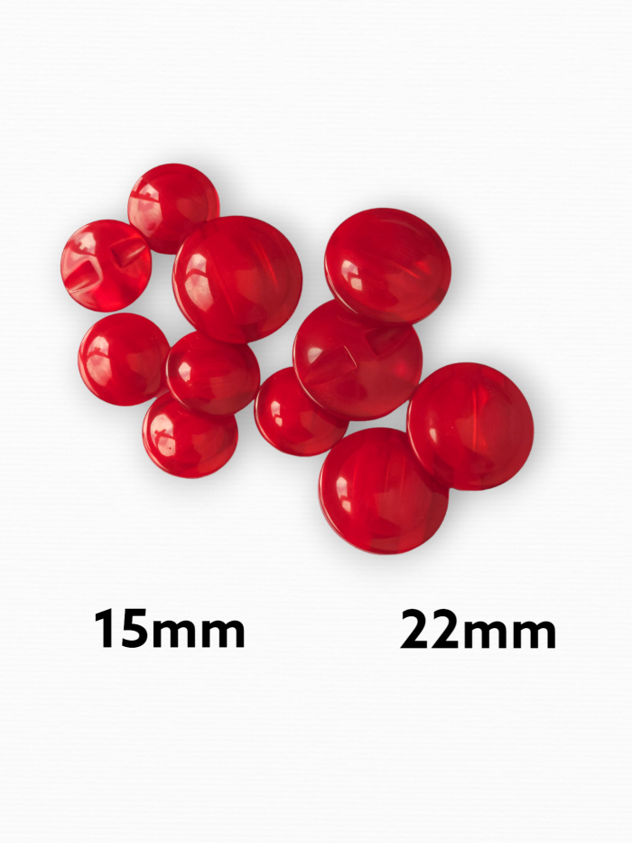Nasturi model bombat, lucios, prindere cu picior, 15mm/22mm, rosu - imagine 1