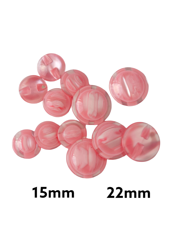 Nasturi model bombat, lucios, prindere cu picior, 15mm/22mm, roz - imagine 1