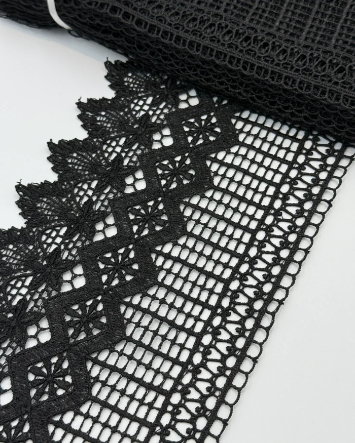 Dantela fixa, negru, 13cm - imagine 1