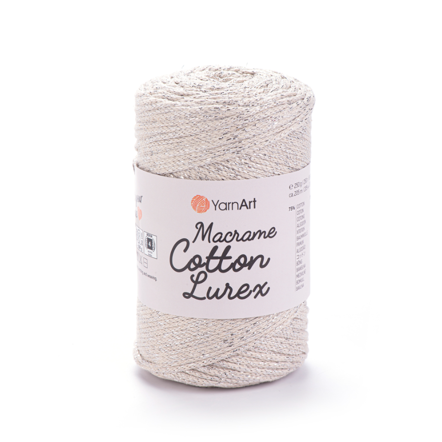 YARNART_MACRAME_COTTON_LUREX_725 macrame bumbac cu sclipici