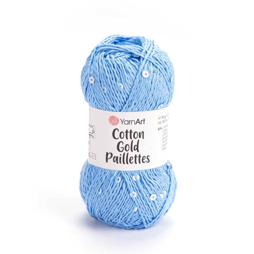 YARNART_COTTON_GOLD_PAILLETTES_7110 Fir YarnArt Cotton Gold Paillettes 7110 bumbac - imagine 1